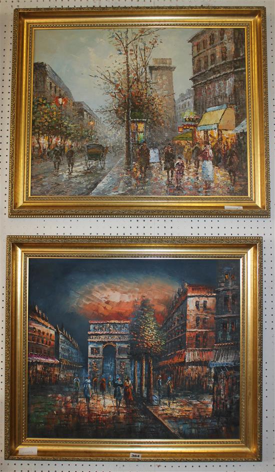 2 oils of street scenes